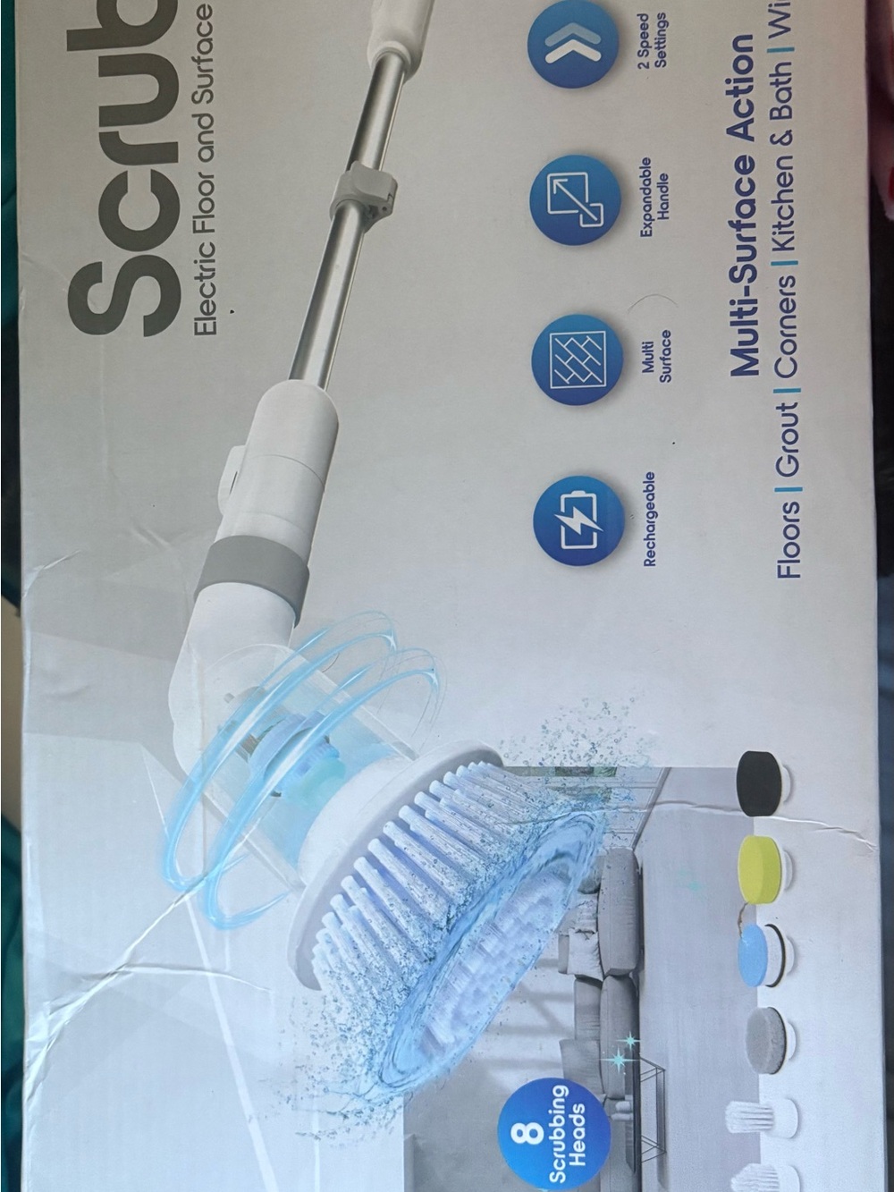 Electric Scrub Brush - White & Light Blue